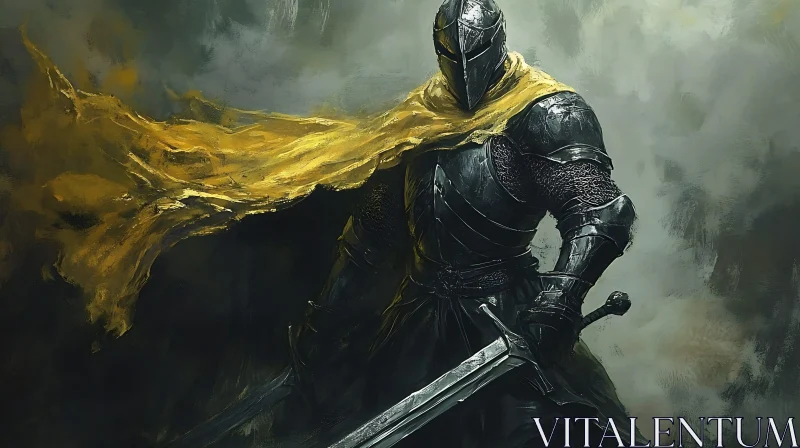 Medieval Knight in Dark Armor