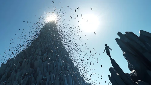 Mountain Transformation: A Surreal Skyward Journey
