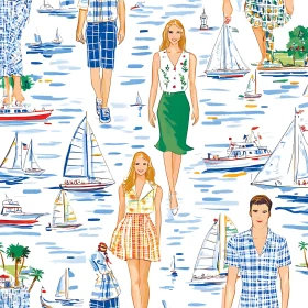 Nautical Fashion Pattern with People