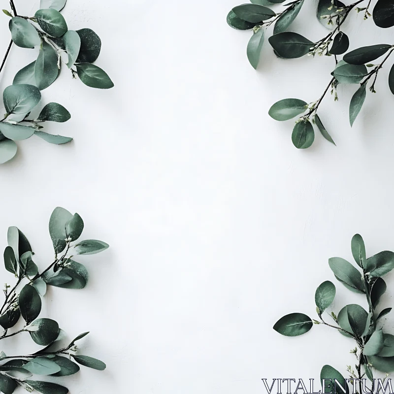 Minimalist Green Leaves Composition