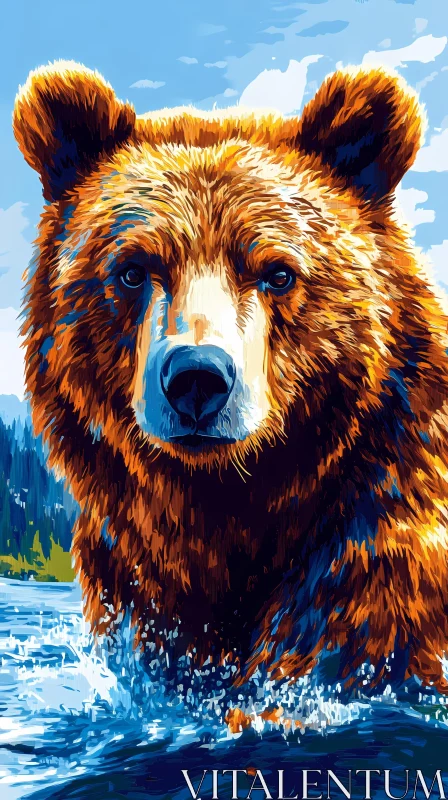 Wildlife Art: Bear in Water