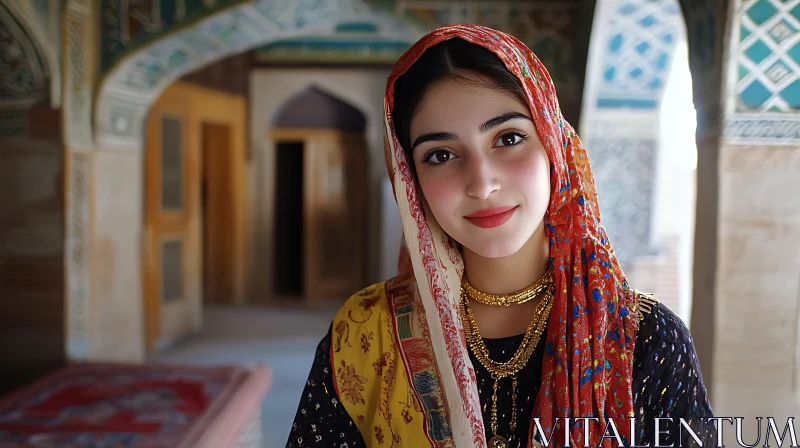 Portrait of a Woman in Ethnic Clothing