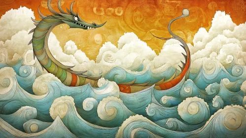 Mythical Dragon in the Sea