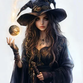 Mystical Witch Holding a Magical Orb