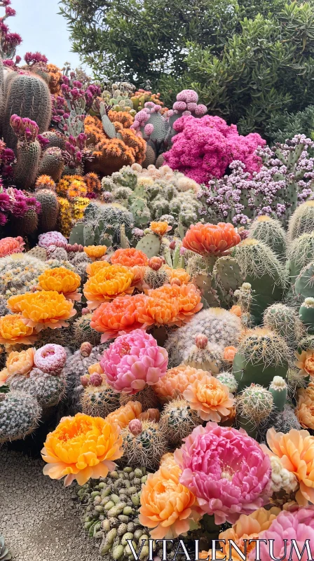 Colorful Blossoming Cacti Garden