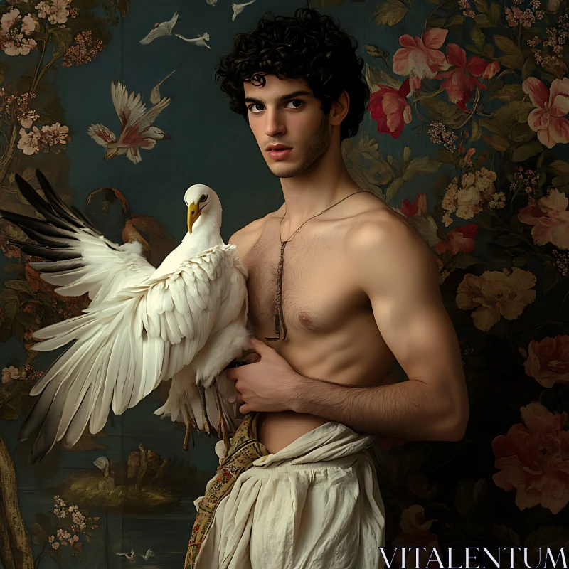 Portrait of Man Holding a Dove