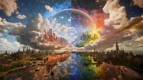 Contrasting Realms Cityscape