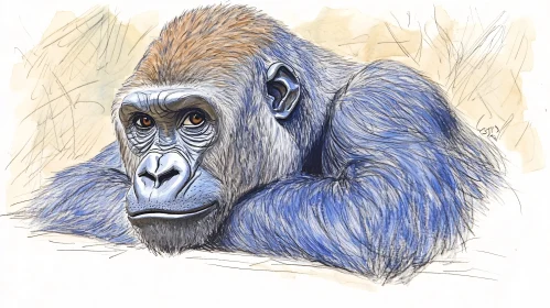 Wildlife Art: Gorilla Resting