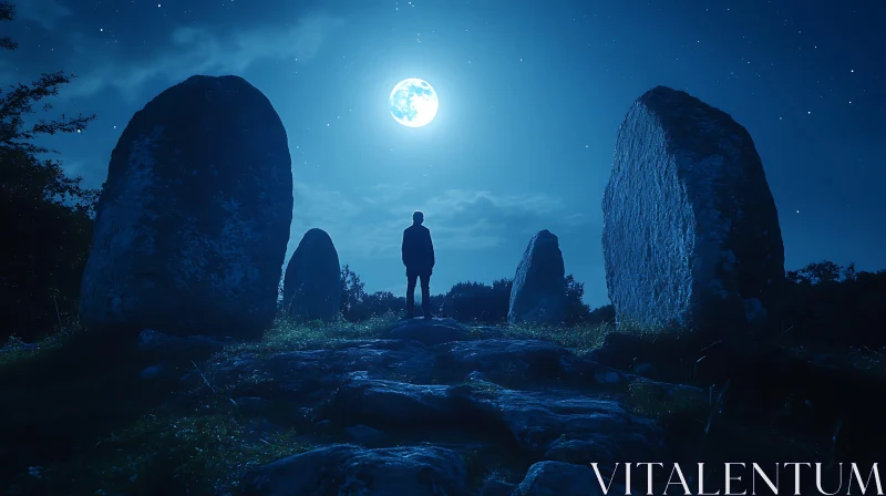 Moonlit Silhouette Among Ancient Stones