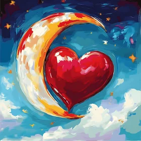 Love in the Night Sky Painting