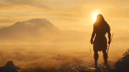 Golden Sunset Silhouette of Hunter