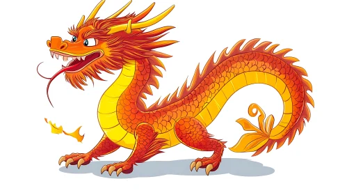 Orange and Yellow Dragon Cartoon