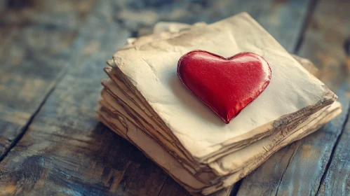 Vintage Heart and Paper Still Life