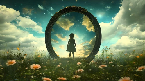 Dreamy Portal in Flower Field