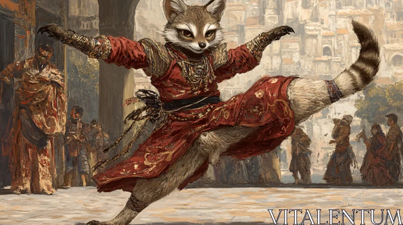 Raccoon Ballerina in Ancient City