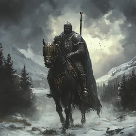 Armored Knight Riding Through Winter