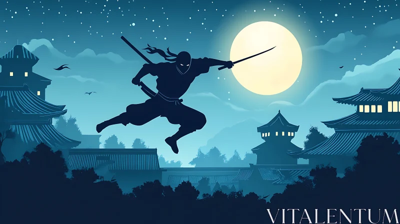 Moonlit Ninja Leap: A Shadow's Dance