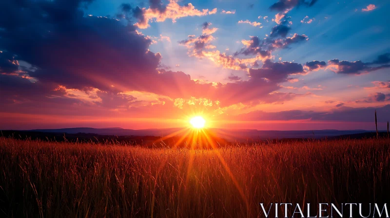 Sunset Field Scenery