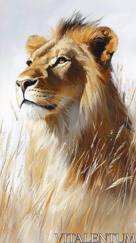 Regal Lion Portrait in Oil