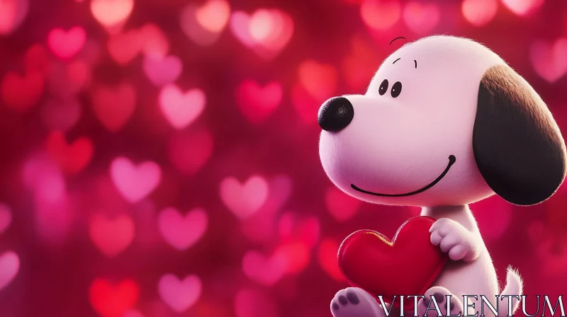 Dog Holding Heart Valentine's Day