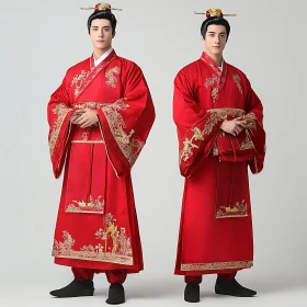 Hanfu Fashion: Red and Gold Embroidery