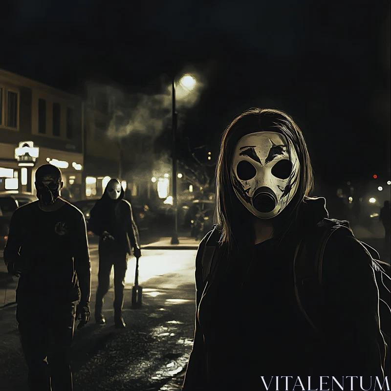 Masked Figures at Night