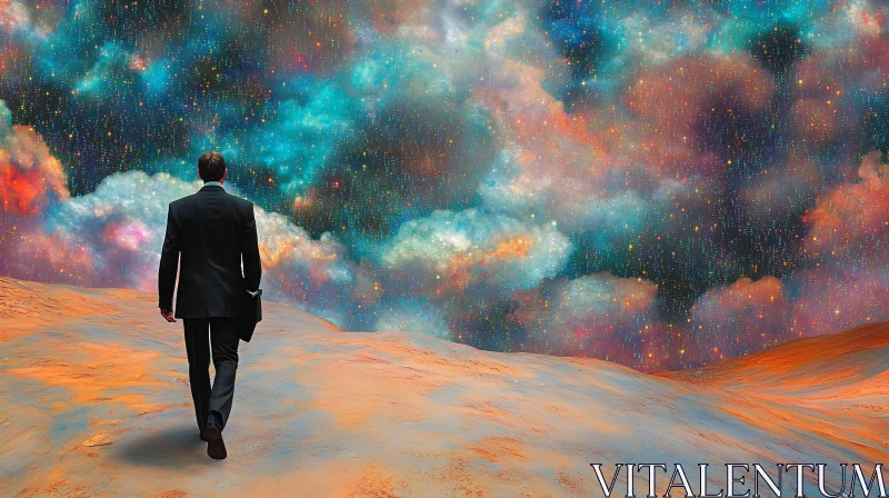 Cosmic Walker: A Surreal Landscape