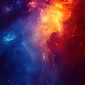 Abstract Cosmic Nebula with Fiery Colors