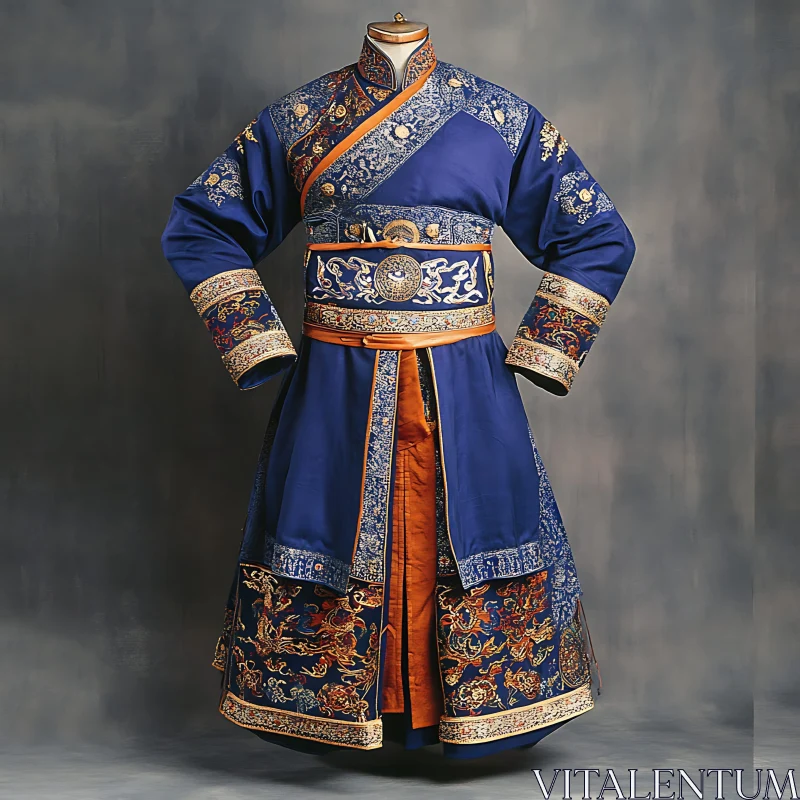 Detailed Historical Dress with Gold Embellishments