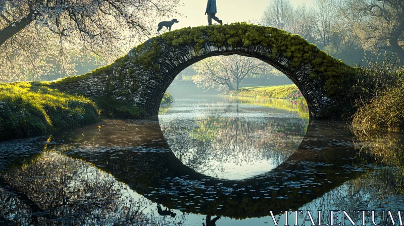 Mossy Bridge and Still Water Reflection