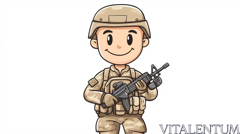 Smiling Soldier Cartoon Character