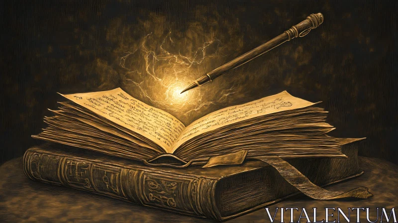 Antique Book with Pen and Light
