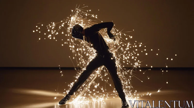 AI ART Silhouette in Sparkles: A Dance of Light