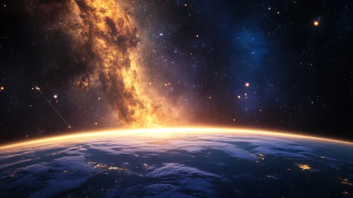 Cosmic Dance: Planet and Nebula