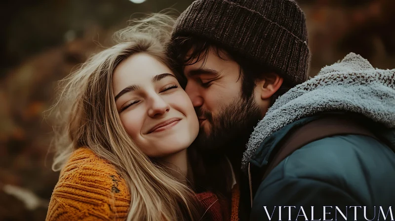 Couple's Intimate Kiss in Soft Focus