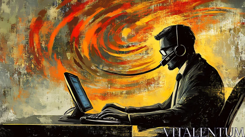 Man with Headset Abstract Art