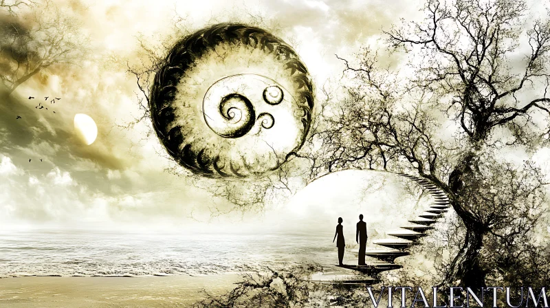 Dreamlike Ocean View with Spiral AI Image