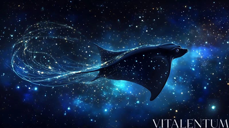Cosmic Manta Ray in Starry Space