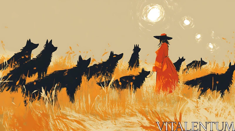 Orange Dress and Wolves