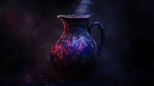 Ceramic Vase with Red and Blue Hues