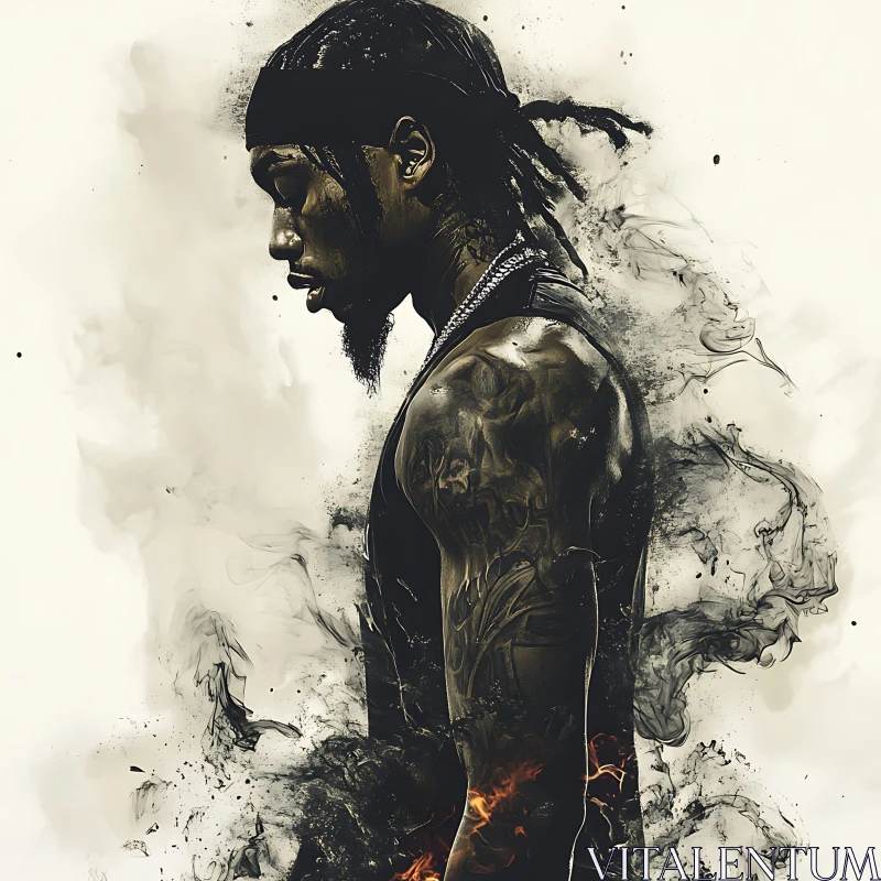 Smokey Portrait of a Tattooed Man