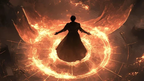 Silhouette in Fiery Circle