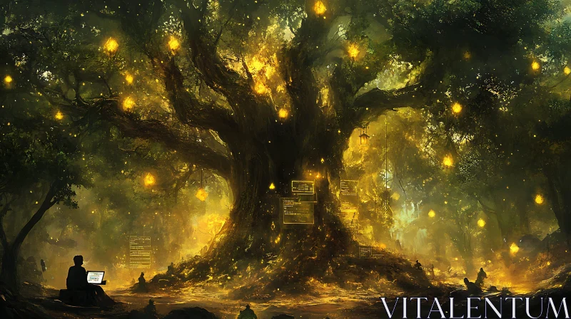 Luminous Tree in a Mystical Forest