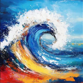 Swirling Sea Wave Acrylic Painting