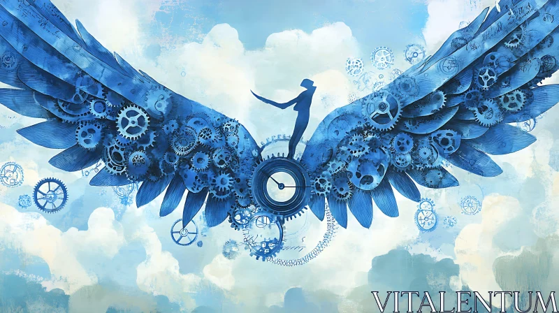 Abstract Wings and Gears Composition
