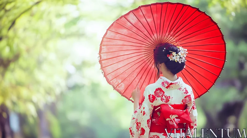 Woman in Kimono with Parasol