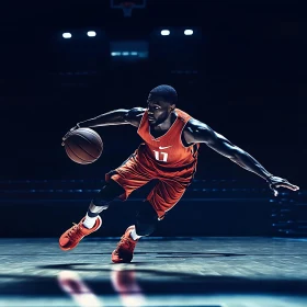 Athlete Dribbling Basketball
