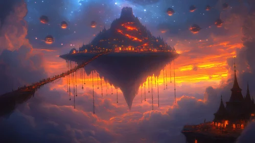Celestial Island Sunset Fantasy