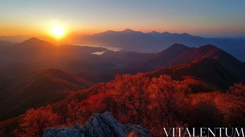 Autumn Sunrise Over Mountain Peaks