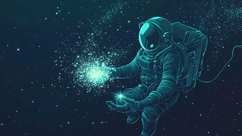 Cosmic Embrace: Astronaut and Stardust